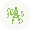 Landscape design icon with compass