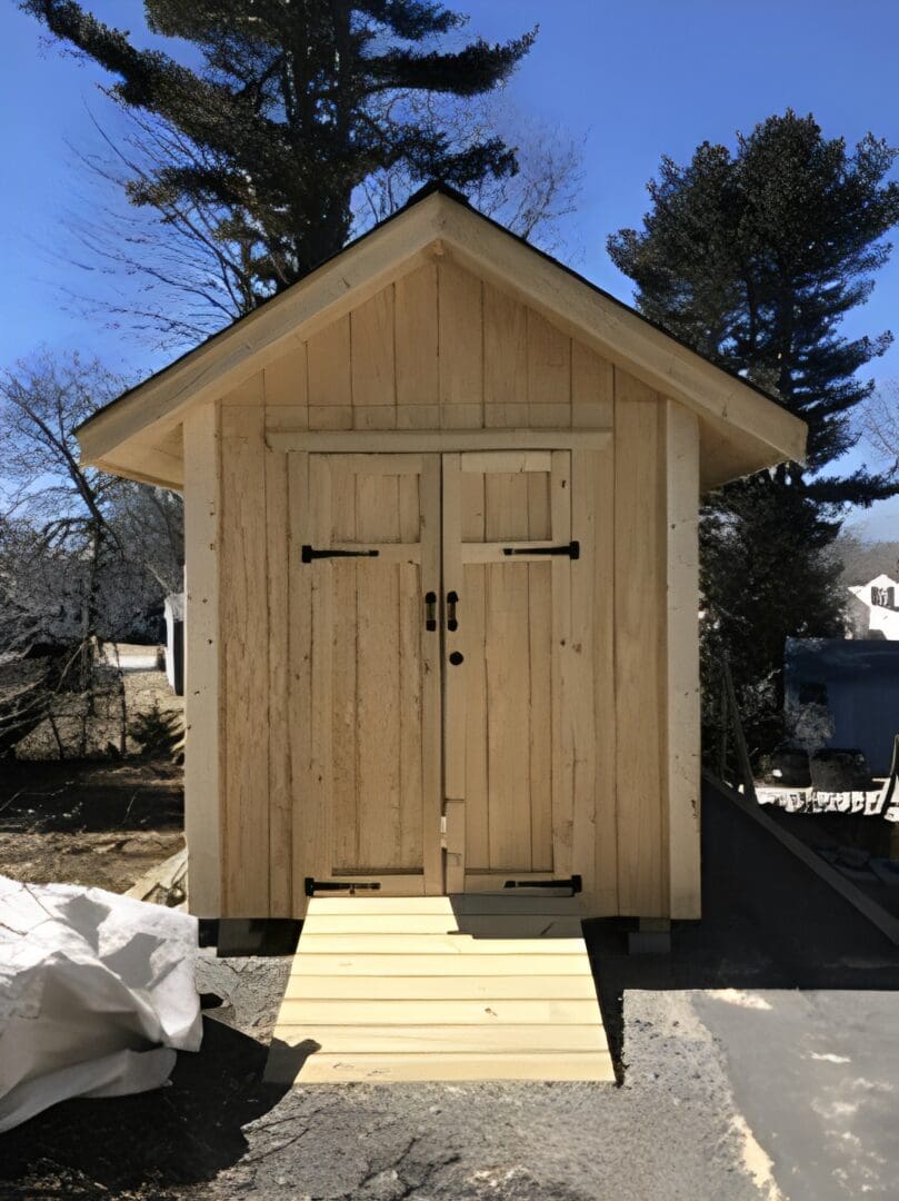 Rustic storage shed front view
