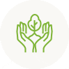 Green hands nurturing a tree illustration